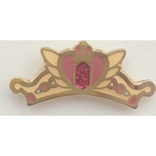 Custom 1.25" 31.75mm Crown Shape Lapel Pin Badge With Glitter Zinc Alloy Metal Material With Butterfly Clutch Fitting
