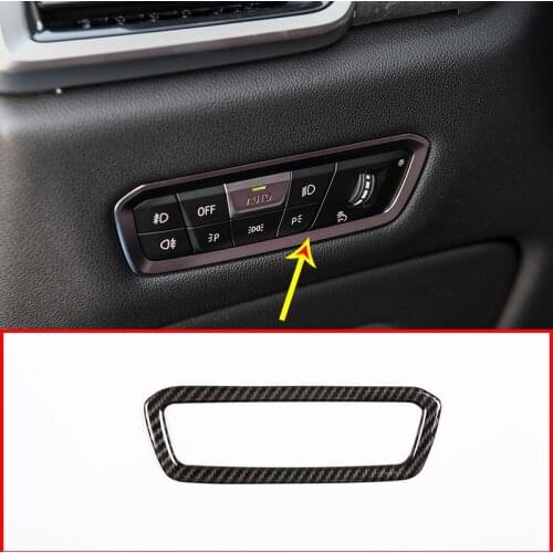Carbon Fiber Style ABS Headlight Switch Decoration Frame Trim For BMW X5 G05 2019 Year Model Accessories