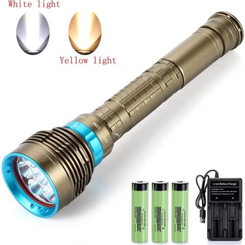 High Power Waterproof LED Diving Flashlight 7 XML L2 Wick Underwater Tactical Torch Lamp Camping Lantern & battery charger kit