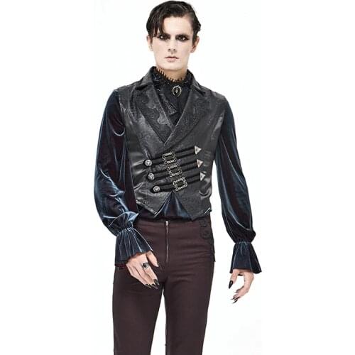 Gothic Royal Noble Dovetail Jacket Vest Sleeveless Dark Button Lace-up Temperament Mens Jacket