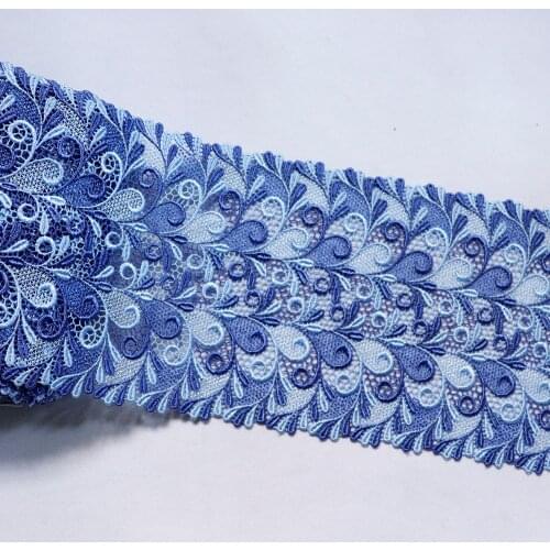 1 Meter Dark Blue Leaves embroidery Lace fabric lace ribbon DIY sewing turban skirt curtain sofa guipure trims craft decorations