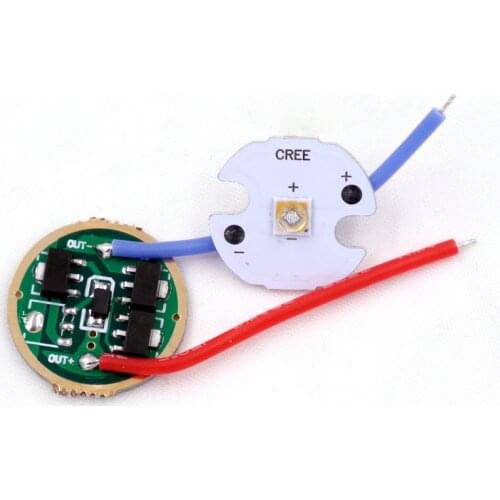 1mode 17mm 3xAMC7135 1-Cell 3.7v-4.2v 900mA Flashlight Driver Board + 16mm Nichia 365nm UV Light Aluminum Base Flashlight DIY