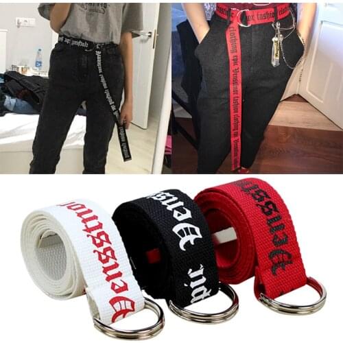 1PC Neutral Nylon Canvas Belt Women Men D Ring Buckle Belt 130cm