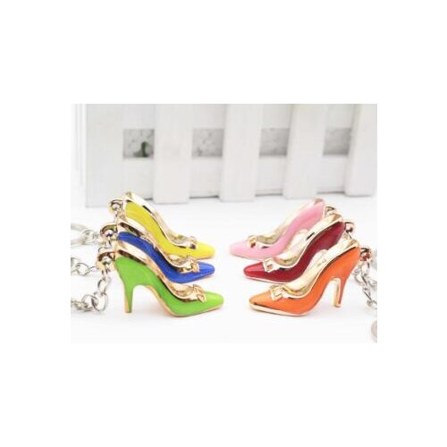 100pcs/lot woman casual high heel keychain acrylic heel key ring mixed colors