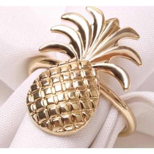 12Pcs Pineapple Napkin Ring Metal Plating Napkin Holder Ring Stand Wedding Holiday Party Table Decoration