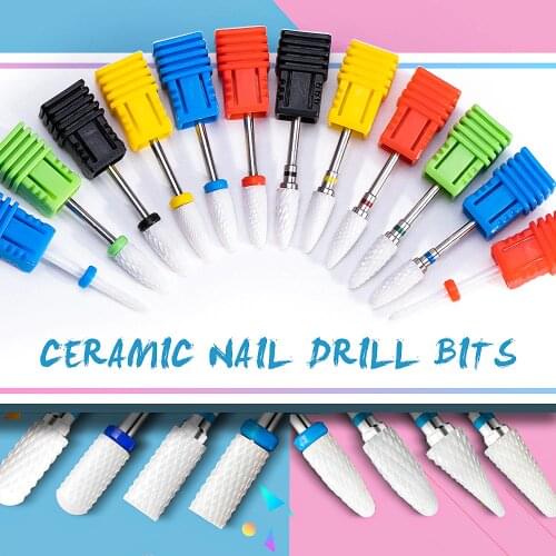 2PCS Ceramic Nail Drill Bit Electric Manicure Drills For Machine Milling Cutter Nail Files Buffer Nail Art Equipment Accessory