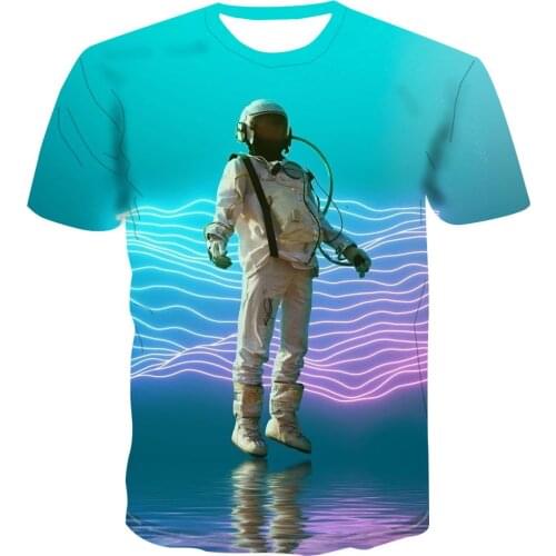 2020 popular 3D trendy fashion creative astronaut cartoon color picture t-shirt mens trend cool and versatile s-6xl