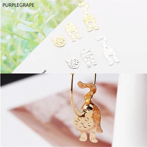 6pcs Combination Copper Earrings DIY Jewelry Making Accessories Three-dimensional Shaking Cat Pendant