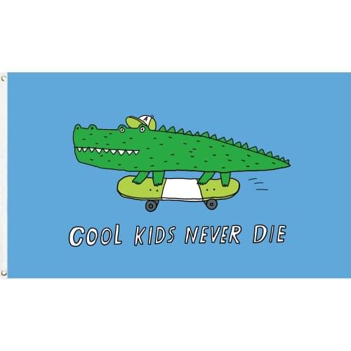 60x90cm/90x150cm Cool Kids Never Die Crocodile Skate Flag 2x3ft/3x5ft Custom Outdoor Decorate Banner