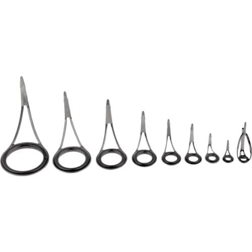 9pcs 9 Sizes Fishing Rod Guides, Stainless Steel & Ceramic Tip Top Ring for Rod Repair