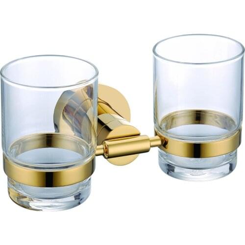 FREE SHIPPING new design gold double TUMBLER HOLDER TEECH CUP holder