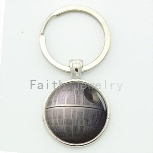 Death star key chain fashion cool boys gift vintage cold grey metal tone pattern keychain unique men accessories KC126