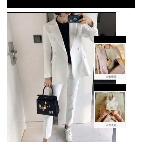 White Peak Lapel Women Suits Formal Trouser PantSuit Women Set Ladies Pant Suits Jacket+Pants Women Business Suits Blazer