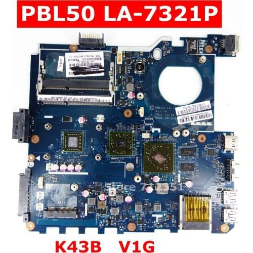 PBL50 LA-7321P K43B X43B Mainboard 1GB Video Memory For ASUS K43B K43BR K43BY X43B X43U K43U laptop motherboard REV:1A Test OK