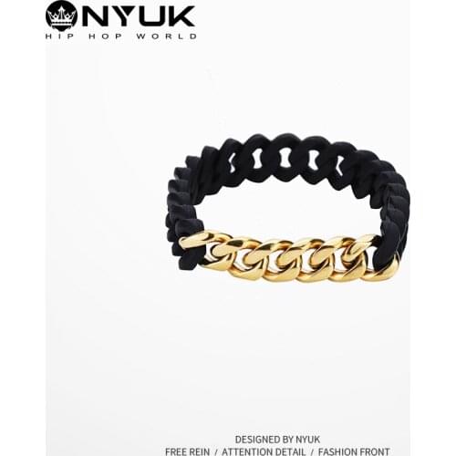 Fashion Brand Bracelet Original Titanium Steel Silicone Cuban Twist Energy Simple Men and Women Couple Bracelet Retractable