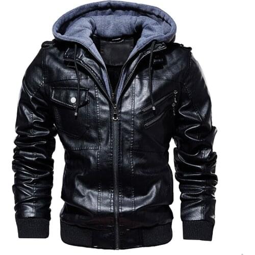 Mens Biker Leather Jacket Retro PU-leather Velvet Casual Handsome Motorcycle Clothing Men Punk Style Autumn/Winter New Jackets