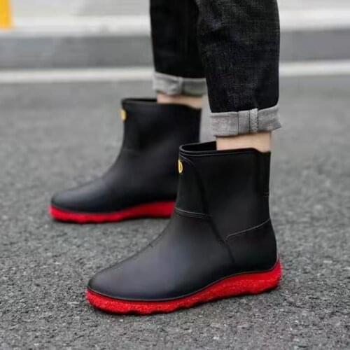 Mens Rain Boots Waterproof Men Ankle Boots Platform Rain Shoes Fashion Flats Men Casual Rainboots Man Rubber Rain galoshoes