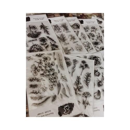 Vintage Plant Scrapbook Decoration Clear Stamp DIY Photo Album Card Rubber Chapter Transparent Seal Travel & film Clear Stamp 37