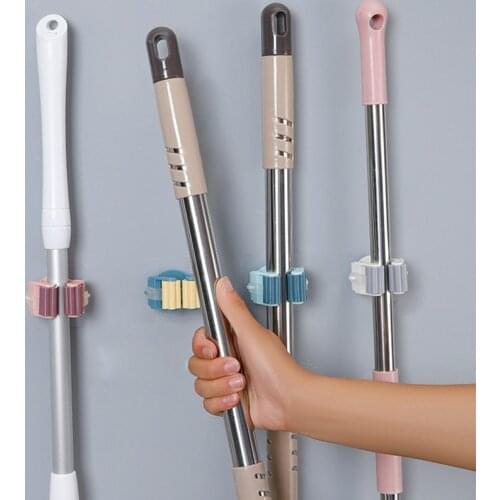 Xiaomi Wall Mounted Mop Organizer Holder Brush Broom Hanger Home Storage Rack Bathroom Suction Hanging Pipe Hooks Household