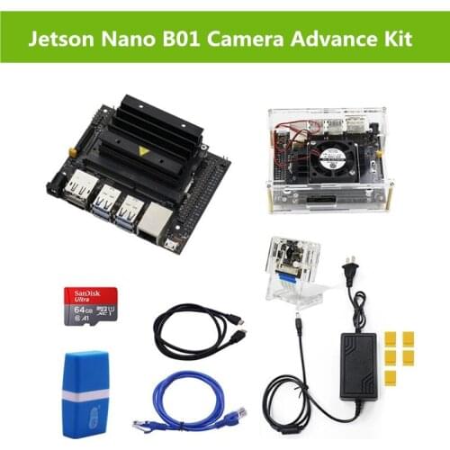 NVIDIA Jetson Nano B01 Board Camera Advanced Kit with 64G SD Card IMX219 Camera Demo Board AI Development Board Platform DIY Kit