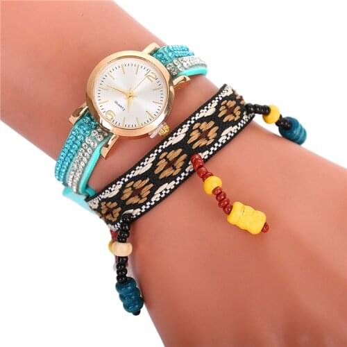 Wholesale Women Gold Rhinestone Luxury Crystal Gemstone Wristwatches Fashion Casual Women Bracelet Quartz Watches