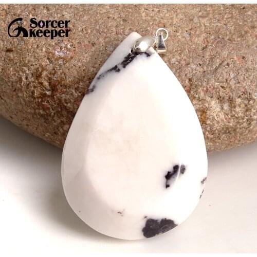 White Zebra Jaspers Gem Stone Pendant Necklace Reiki Blessed Natural Minerals Crystal Healing Chakra Reiki KS193