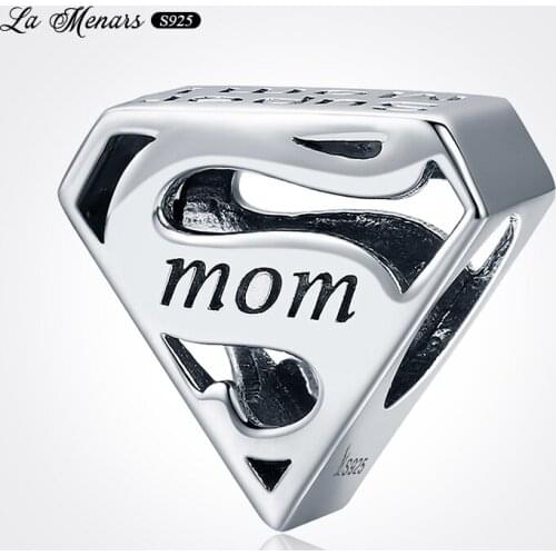 La Menars New Super Mom Bead Fit Original Pandora Charm Bracelet Genuine 925 Sterling Silver For Women Jewelry DIY Making