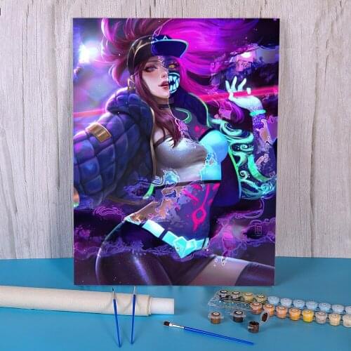 Cartoon Girl Woman DIY Painting By Numbers Complete Kit Oil Paints 50*70 Oil Painting Handmade Children Drawing