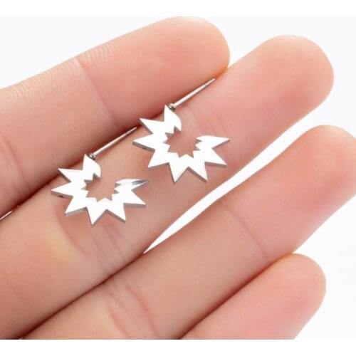 Stainless Steel Sun Shape Stud Earrings for Women Men Small Fashion Punk Sunburst Earings Studs Gifts