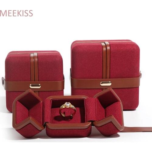 New European style Ring box Rounded corner Jewelry box Double-opening buckle Jewelry box suitable For Wedding Gift Package Box