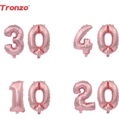 Tronzo Number Balloon Birthday Wedding Foil Rose Gold Anniversary Decor 10/20/30/40th Balloons Birthday Party Wedding Decoration