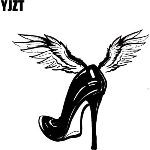 YJZT 15.9*14CM Abstract High-Heeled Shoes Fly Car Sticker Fashion Cool Style Black/Silver Vinyl Decal Silhoutte Design C20-0986