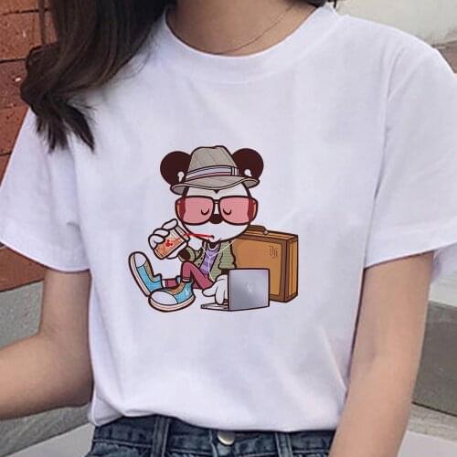 Disney Mickey Tshirt Tops Summer Cartoon Women T-shirts Ulzzang Hip Hop Streetwear Harajuku O-Neck Short Sleeve Female Clothes