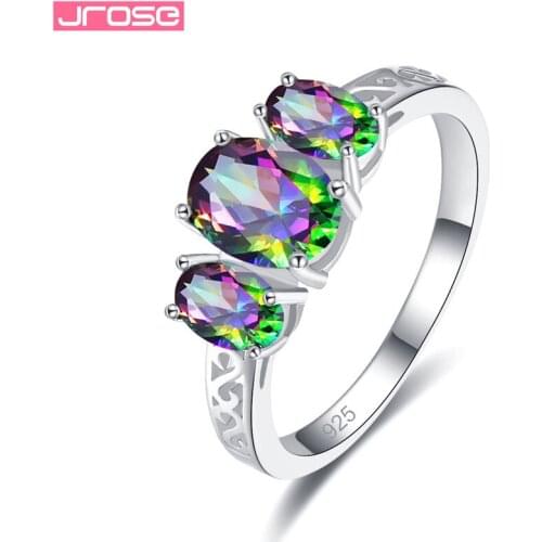 JROSE 2019 Beautiful Fashion Oval Sterling Silver 925 Jewelry Elegant Trendy Ring For Women Party Wedding Engagement Gifts