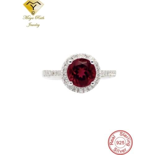 Created Ruby Real Echt 925 Sterling Silver Party Ring For Women Imitation Red Gemstone Female Gifts Wedding Accessories Charms