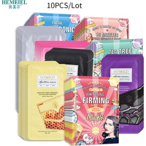 10PCS Sleeping Mask Moisturizing Tea Tree Oxygen Bubble Caviar Firming Sheet Mask Anti Wrinkle Shrinking Pore Korean Facial Mask