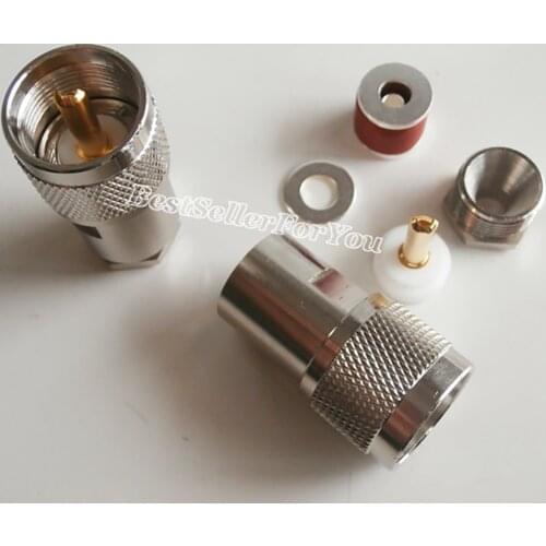 10Pcs UHF Male PL259 PL 259 Plug Clamp For RG58 RG400 RG142 LMR195 Straight RF Coax Connector