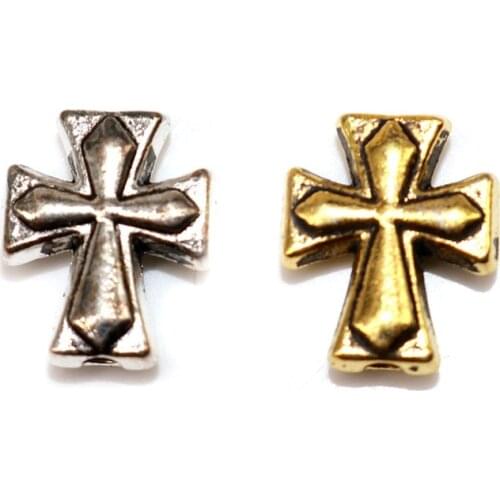 13*11mm Hot New Tibetan Silver plated Cross Beads Spacer Beads Charms Fit Pendant Fashion Necklaces DIY For Women Jewelry Making