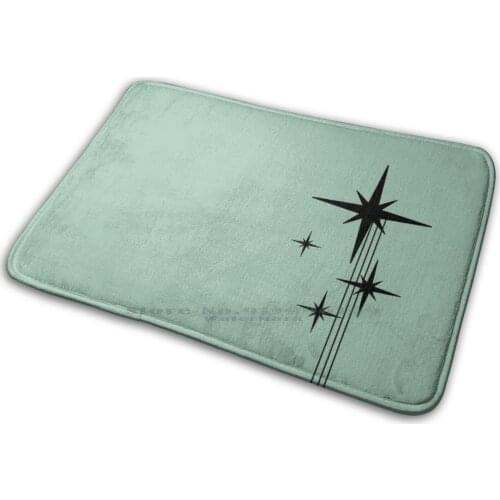 1950s Atomic Age Retro Starburst In Mint Green And Black Mat Rug Carpet Anti-Slip Bedroom Entrance Door Mat 1950s Atomic Age