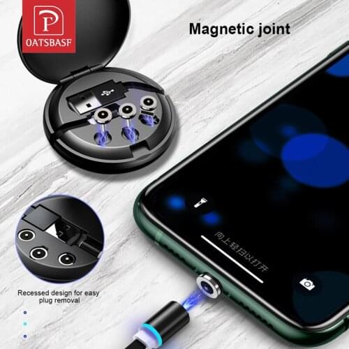 Magnetic USB Cable Type C Charging & Micro USB Cable Magnetic Charging Retractable Mini-portable cable for Iphone Huawei Samsung