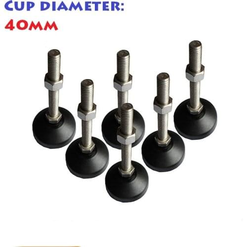 4PCS/LOT Nylon Feet Cup Diameter 40mm Adjustable Glides Furniture Legs M8x50/80 M10X50/80 M12X50/80mm Leveling Foot Mount Pad