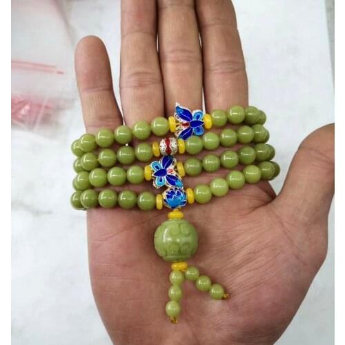 8mm costly Ore Night-luminous Shine gemstone Mala Bead Bangle Amulet butterfly case fitting-108 beads