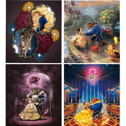 Disney Diamond Painting Full Beauty and The Beast Full Square/Round Diamond Embroidery Home Decor Gift