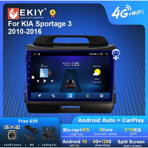 EKIY 9'' IPS Android 9.0 Car Multimedia Auto Radio For Kia Sportage 2010-2015 GPS Navigation No 2 Din 3G/4G Stereo Video Player