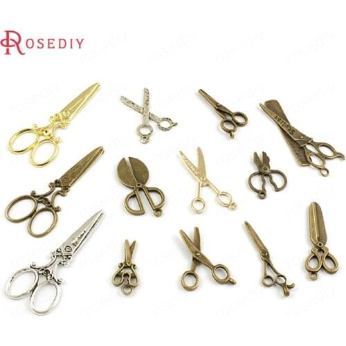 B192)Wholesale Zinc Alloy Sewing Scissors Charms Pendants DIY Jewelry Findings Accessories Multi-style optional