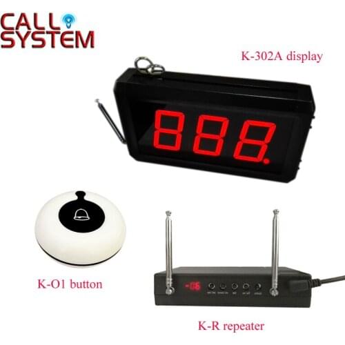 999 Channels Fast Food Restaurant Wireless Call Bell System 3 display receiver 40 call buttons 3 signaling repeater
