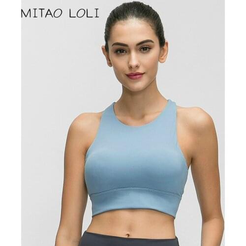 MITAO LOLI High-neck Push Up Fitness Workout Bras Women High Impact Soft Nylon Dance Yoga Sports Bras Top Athletic Brassiere