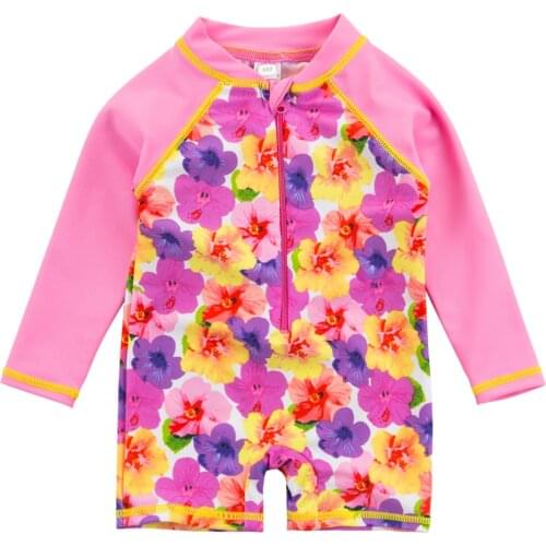 One Piece Baby Bathing Suits Girl Swimwear Long Sleeves Baby Clothes Kids Beachwear Dress