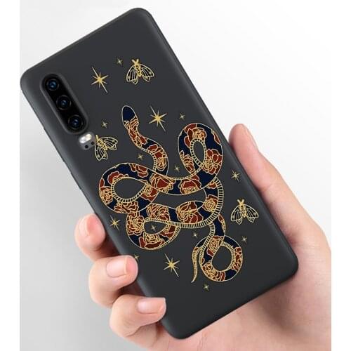 Golden Snake Phone Case Butterfly Art New Star For Black Sotf Silicone TPU Huawei P40 P30 P20 Lite P10 P9 P8 Series Aesthetic