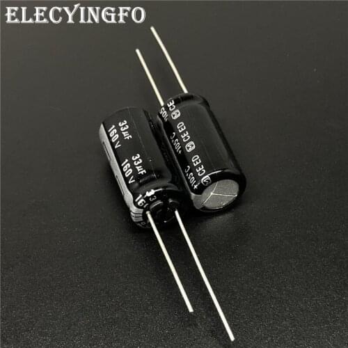 ELECYINGFO 10pcs/100pcs 33uF 160V33UF Panas ED Series 10x20mm 160V33uF High Quality Aluminum Electrolytic Capacitor